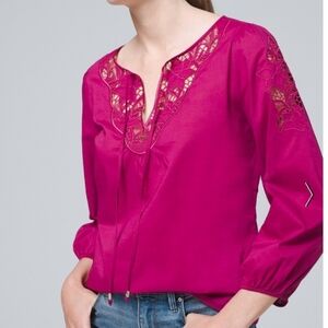 WHBM Floral Cutout Top Blouse XS